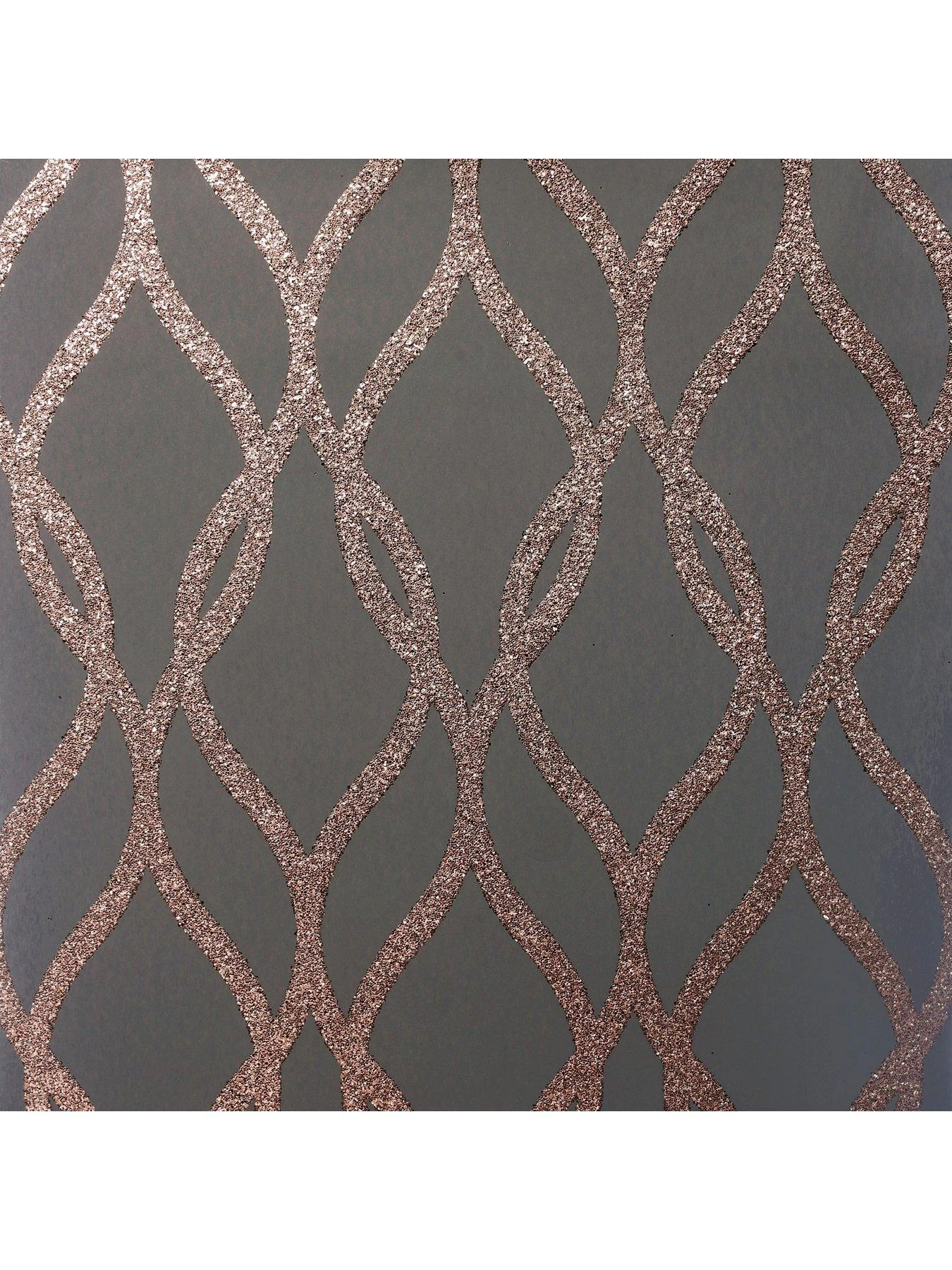 ARTHOUSE Sequin Trellis Charcoal/rose Gold Wallpaper 1 ARTHOUSE Sequin Trellis Charcoal/rose Gold Wallpaper