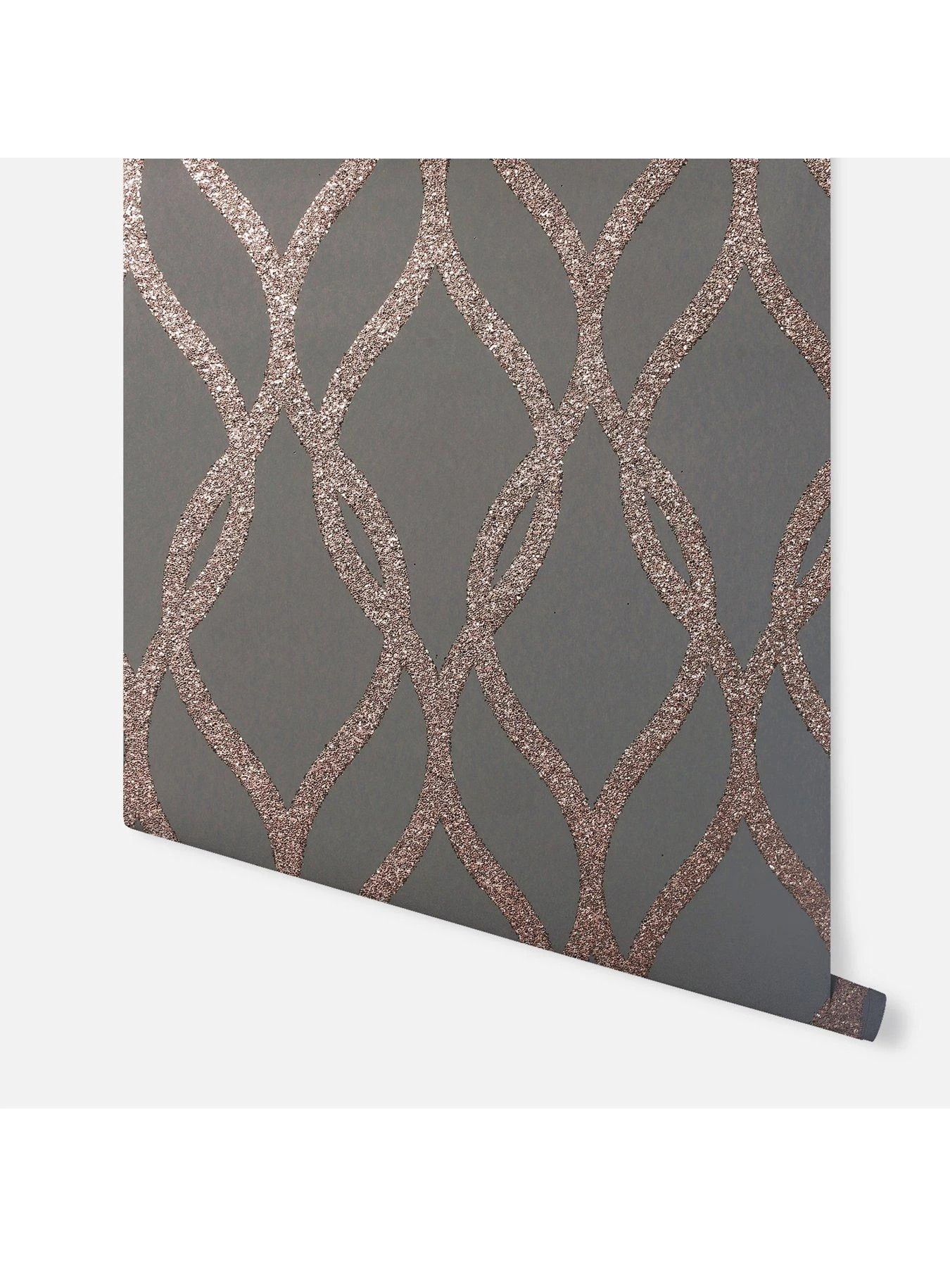 ARTHOUSE Sequin Trellis Charcoal/rose Gold Wallpaper 3 ARTHOUSE Sequin Trellis Charcoal/rose Gold Wallpaper - Image 3