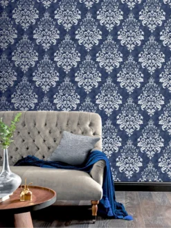 ARTHOUSE Baroque Damask Navy & Grey Wallpaper