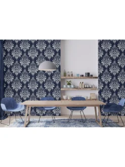 ARTHOUSE Baroque Damask Navy & Grey Wallpaper -Rust-Oleum || d-c-fix || Harris Sales TQD7K SQ4 0000000048 NAVY SLd2