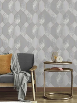 Fine Décor Miami Tropical Geo Grey