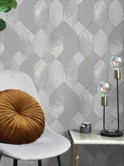 Fine Décor Miami Tropical Geo Grey -Rust-Oleum || d-c-fix || Harris Sales TRXT6 SQ5 0000000005 GREY SLd2