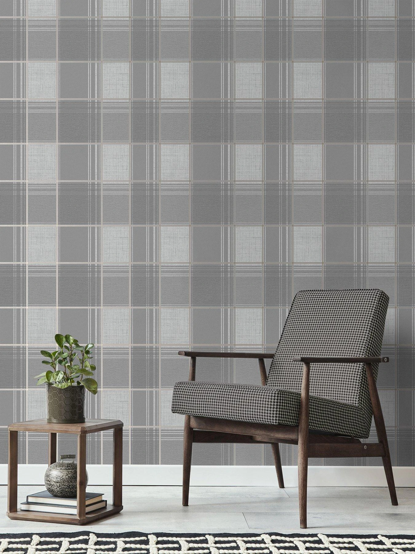 Fine D??cor Larson Check Charcoal/gold 1 Fine D??cor Larson Check Charcoal/gold