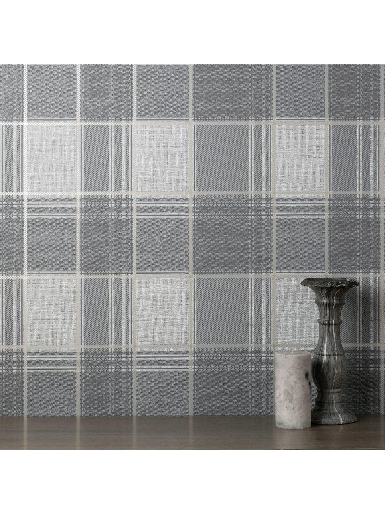 Fine D??cor Larson Check Charcoal/gold 4 Fine D??cor Larson Check Charcoal/gold - Image 4