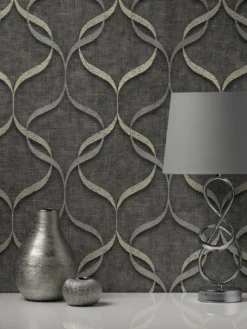 Fine D??cor Milano Wave Wallpaper - Charcoal