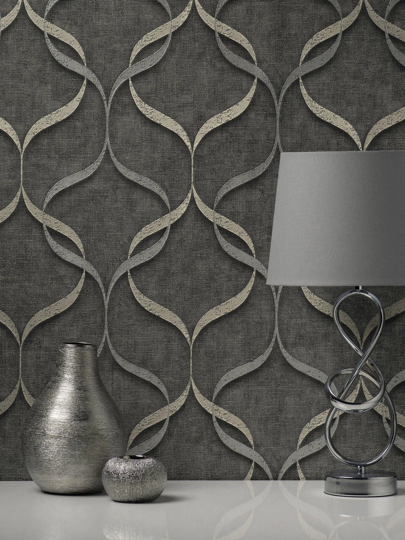 Fine D??cor Milano Wave Wallpaper - Charcoal 1 Fine D??cor Milano Wave Wallpaper - Charcoal