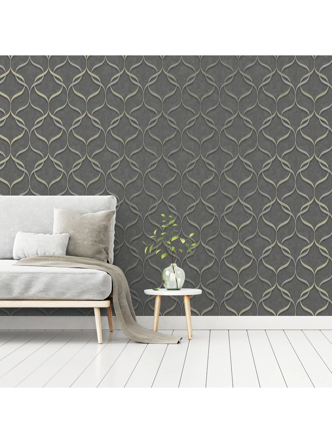 Fine D??cor Milano Wave Wallpaper - Charcoal 4 Fine D??cor Milano Wave Wallpaper - Charcoal - Image 4