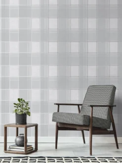 Fine D??cor Larson Check Grey/silver