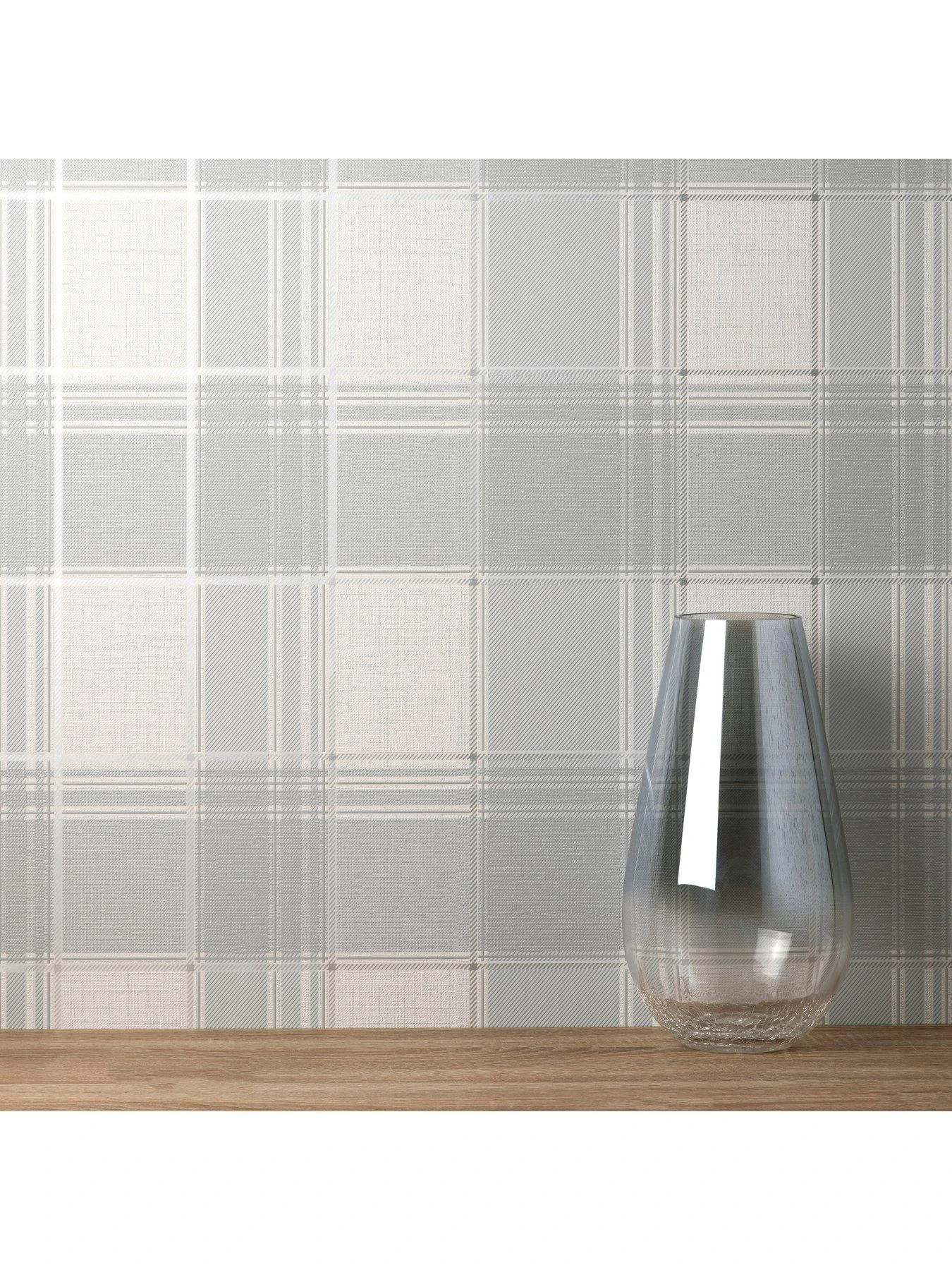 Fine D??cor Larson Check Grey/silver 3 Fine D??cor Larson Check Grey/silver - Image 3