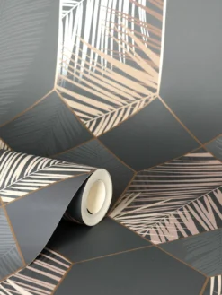 Fine Décor Miami Tropical Geo Charcoal/copper -Rust-Oleum || d-c-fix || Harris Sales TRYLT SQ3 0000000071 CHARCOAL SLd