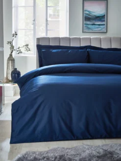 Very Home Luxury 400 Thread Count Plain Soft Touch Sateen Duvet Cover Set - Navy