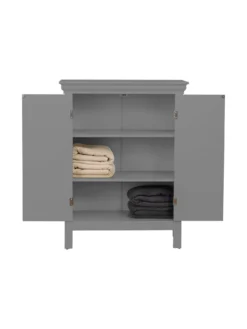 Teamson Home Stratford 2 Door Bathroom Floor Cabinet - Grey -Rust-Oleum || d-c-fix || Harris Sales TY7FE SQ4 0000000005 GREY SLd2