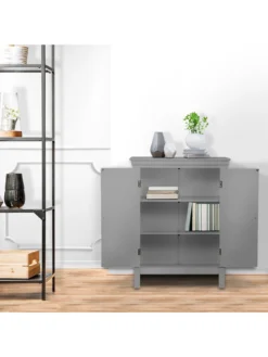 Teamson Home Stratford 2 Door Bathroom Floor Cabinet - Grey -Rust-Oleum || d-c-fix || Harris Sales TY7FE SQ6 0000000005 GREY SLd4