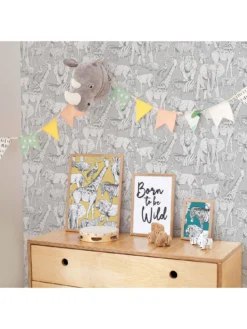 Superfresco Easy Jungle Animals Grey Wallpaper