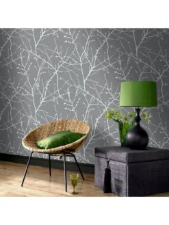 Superfresco Easy Innocence Charcoal/Silver Wallpaper