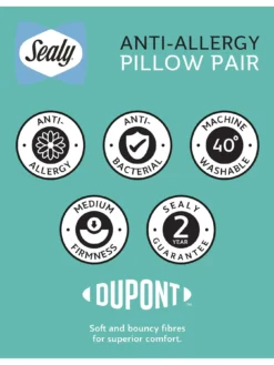 Sealy Anti Allergy Pillow Pair - White -Rust-Oleum || d-c-fix || Harris Sales UDEKE SQ5 0000000013 WHITE SLd2