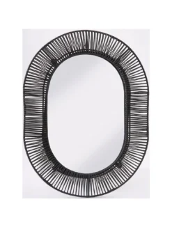 Very Home Black Poly Rattan Mirror