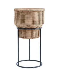 Very Home Rattan Planter On Metal Stand