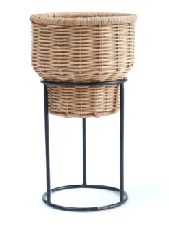 Very Home Rattan Planter On Metal Stand -Rust-Oleum || d-c-fix || Harris Sales UUU6W SQ3 0000001277 LIGHT BROWN SLd1