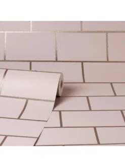 Crown Metro Tile Wallpaper -Rust-Oleum || d-c-fix || Harris Sales UZVFM SQ4 0000000591 BLUSH SLd2