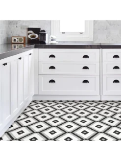 Floor Pops Pack Of 10 Leyton Peel & Stick Floor Tiles -Rust-Oleum || d-c-fix || Harris Sales UZVGE SQ4 0000000004 BLACK SLd1