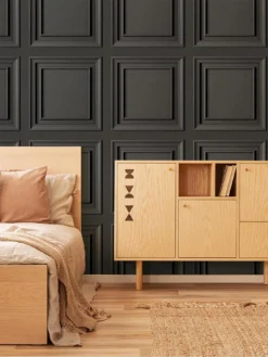 Fresco Wood Panel Wallpaper -Rust-Oleum || d-c-fix || Harris Sales V3KEK SQ4 0000000071 CHARCOAL SLd2