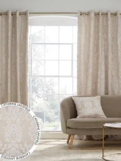 Catherine Lansfield Damask Jacquard Eyelet Curtains
