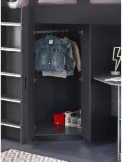 Julian Bowen Hercules High Sleeper With Wardrobe, Desk And Shelving - Grey -Rust-Oleum || d-c-fix || Harris Sales V65BC SQ4 0000000005 GREY SLd1