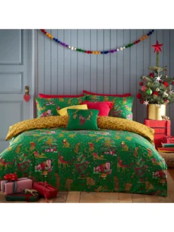 Furn Purrfect Christmas Duvet Cover Set - Green