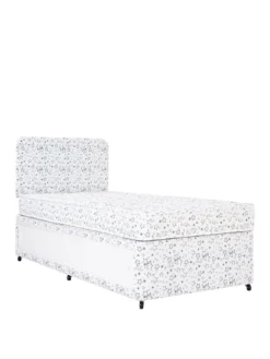 Airsprung New Star Print Divan Set With Storage, Headboard And Mattress