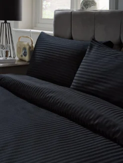 Very Home Luxury 300 Thread Count 100% Cotton Sateen Stripe Duvet Cover Set - Black -Rust-Oleum || d-c-fix || Harris Sales VBUCC SQ4 0000000004 BLACK SLd1