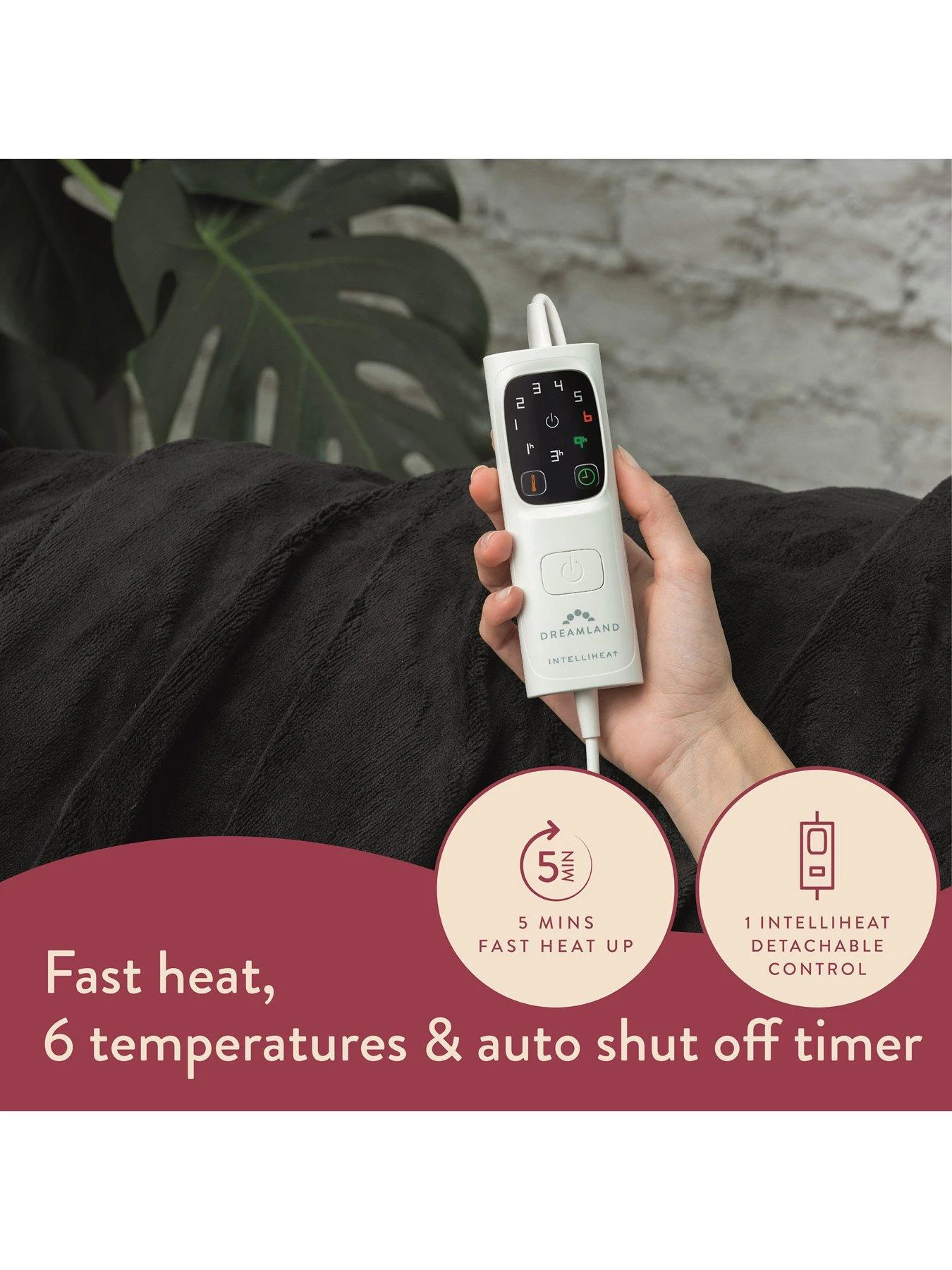 Dreamland Snuggle Up Large Electric Warming Throw - Black 4 Dreamland Snuggle Up Large Electric Warming Throw - Black - Image 4