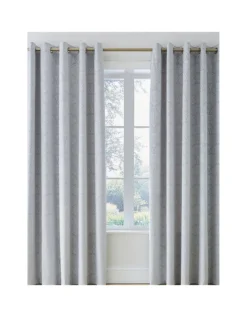 Catherine Lansfield Art Deco Pearl Eyelet Curtains In Silver