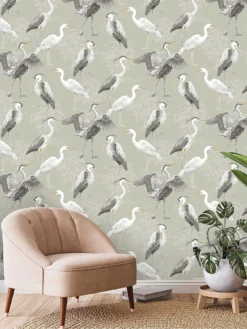 Rasch Dimension Heron Wallpaper – Green