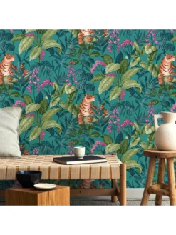 Crown Rajah Wallpaper In Teal -Rust-Oleum || d-c-fix || Harris Sales VFJQ8 SQ4 0000000082 TEAL SLd2