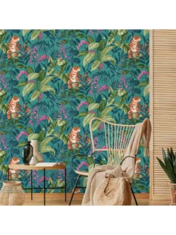 Crown Rajah Wallpaper In Teal -Rust-Oleum || d-c-fix || Harris Sales VFJQ8 SQ5 0000000082 TEAL SLd3