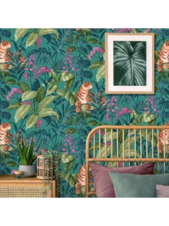 Crown Rajah Wallpaper In Teal -Rust-Oleum || d-c-fix || Harris Sales VFJQ8 SQ6 0000000082 TEAL SLd4