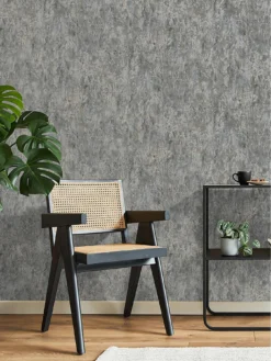 Vymura Savona Marble Plain Wallpaper – Slate