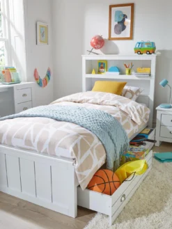 Very Home Atlanta Children's Single Bed With Drawers, Storage Headboard And Mattress Options (Buy And SAVE!) - White