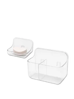 Addis Invisifix Twin Wall Caddy Tray & Soap Dish With Fixings Twin Pack