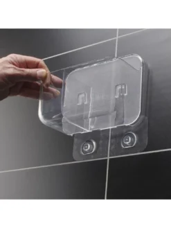 Addis Invisifix Twin Wall Caddy Tray & Soap Dish With Fixings Twin Pack -Rust-Oleum || d-c-fix || Harris Sales VIKBL SQ7 0000000647 CLEAR SLd5