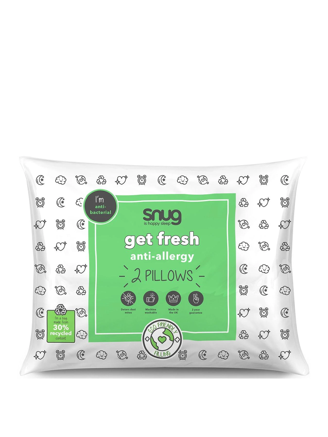 Snug Get Fresh Pillow Pair - White 1 Snug Get Fresh Pillow Pair - White