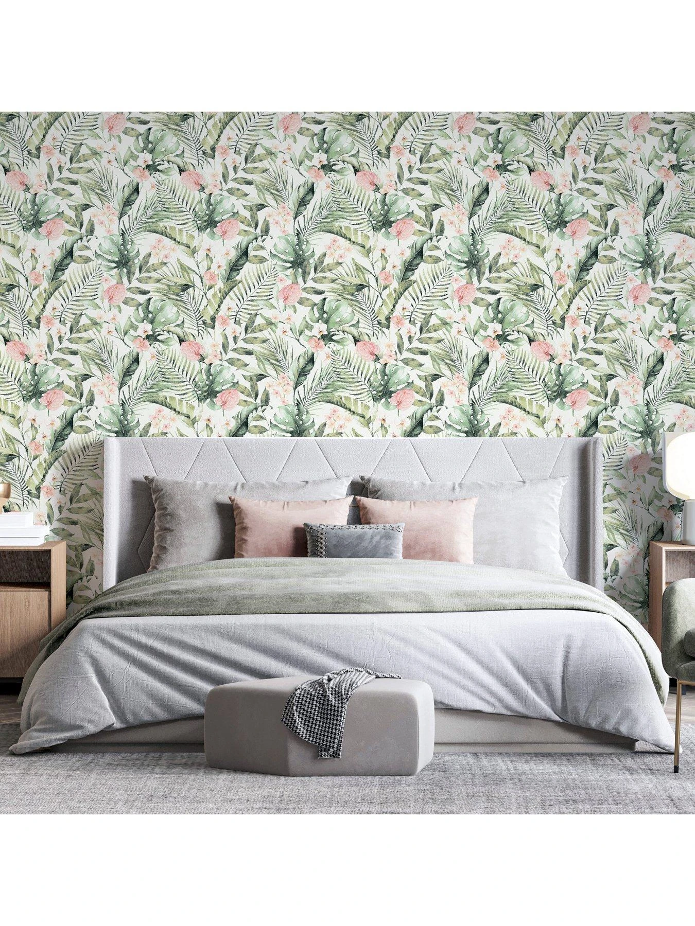 ARTHOUSE Tropical Floral Pink & Green Wallpaper 1 ARTHOUSE Tropical Floral Pink & Green Wallpaper
