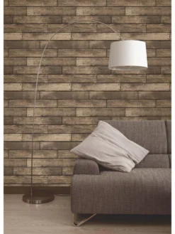 Fine Décor Distinctive Wooden Plank Gold Wallpaper