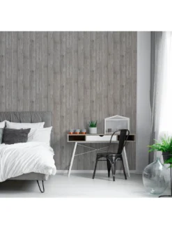 Fine Décor Urban Walls Lumber Wood Wallpaper - Grey