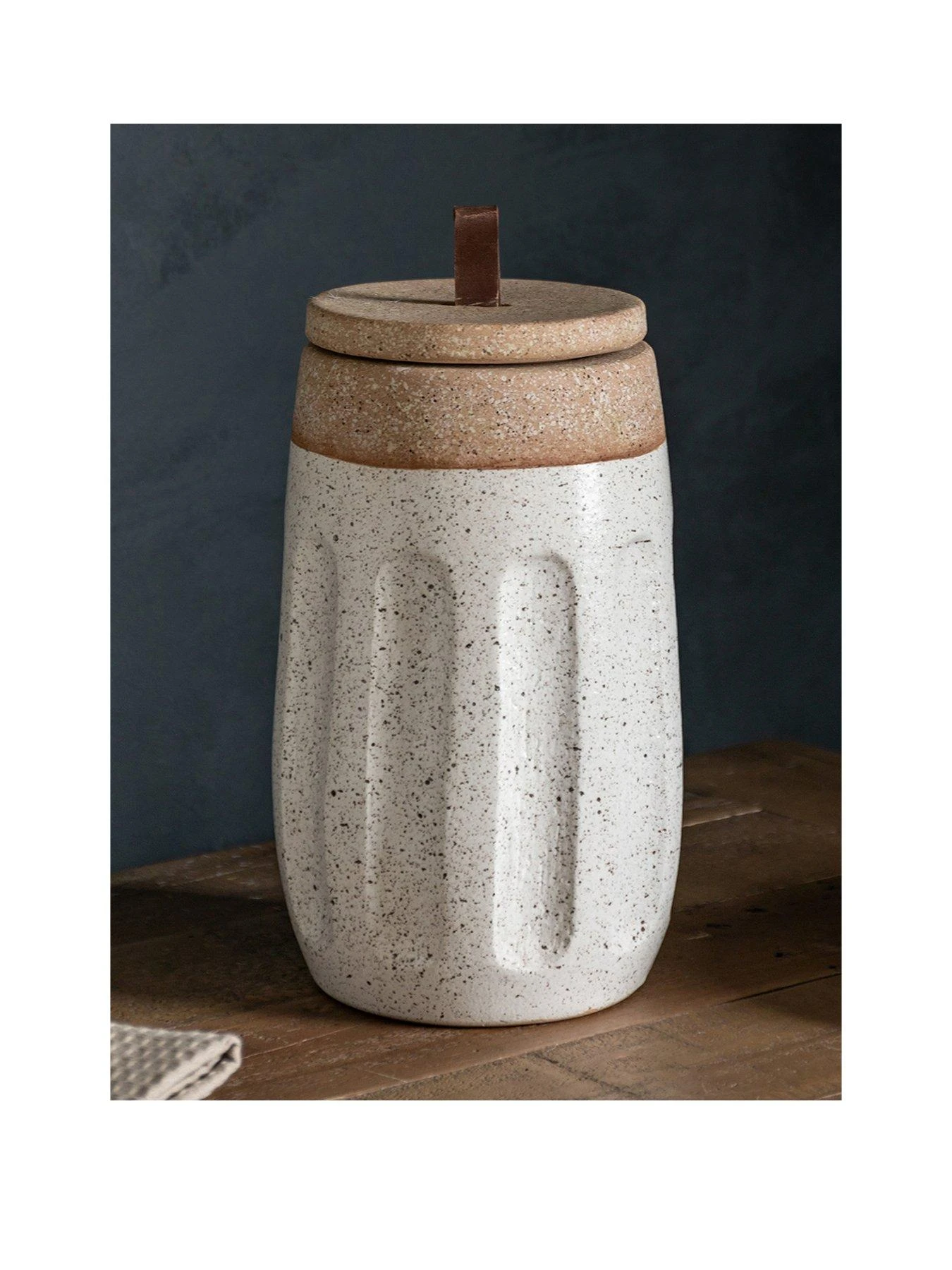 Gallery Calgra Earthenware Jar - White/Natural 1 Gallery Calgra Earthenware Jar - White/Natural