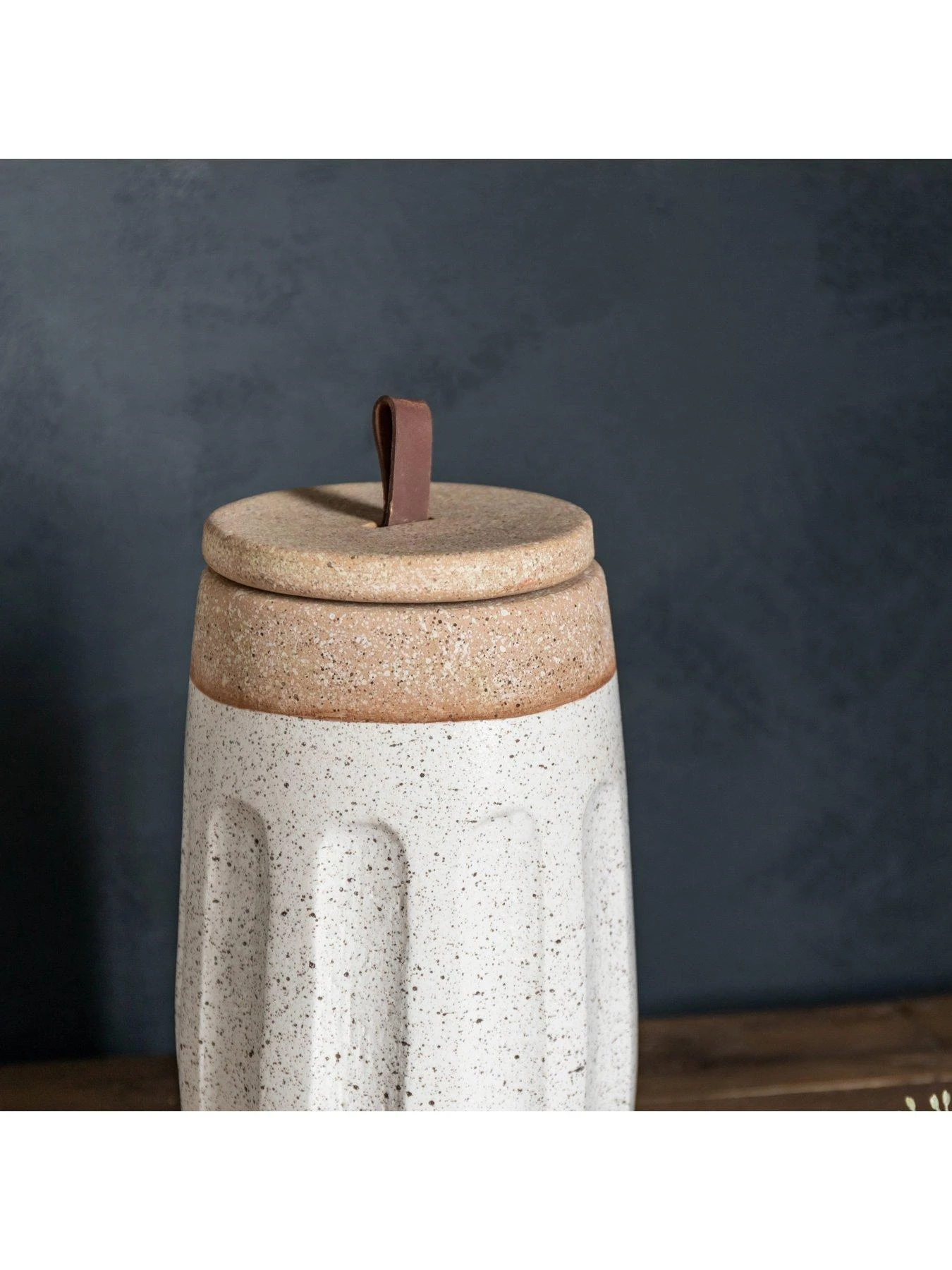 Gallery Calgra Earthenware Jar - White/Natural 2 Gallery Calgra Earthenware Jar - White/Natural - Image 2