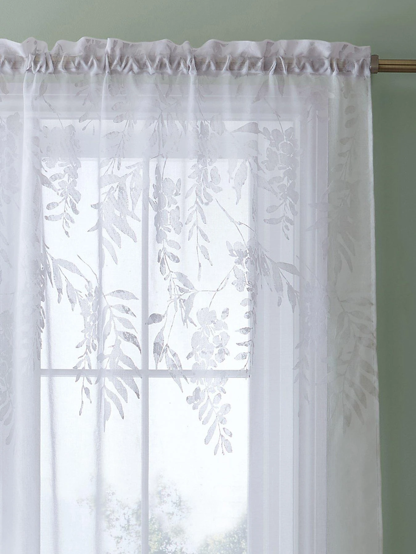 Catherine Lansfield Wisteria Floral Slot Top Voile 4 Catherine Lansfield Wisteria Floral Slot Top Voile - Image 4