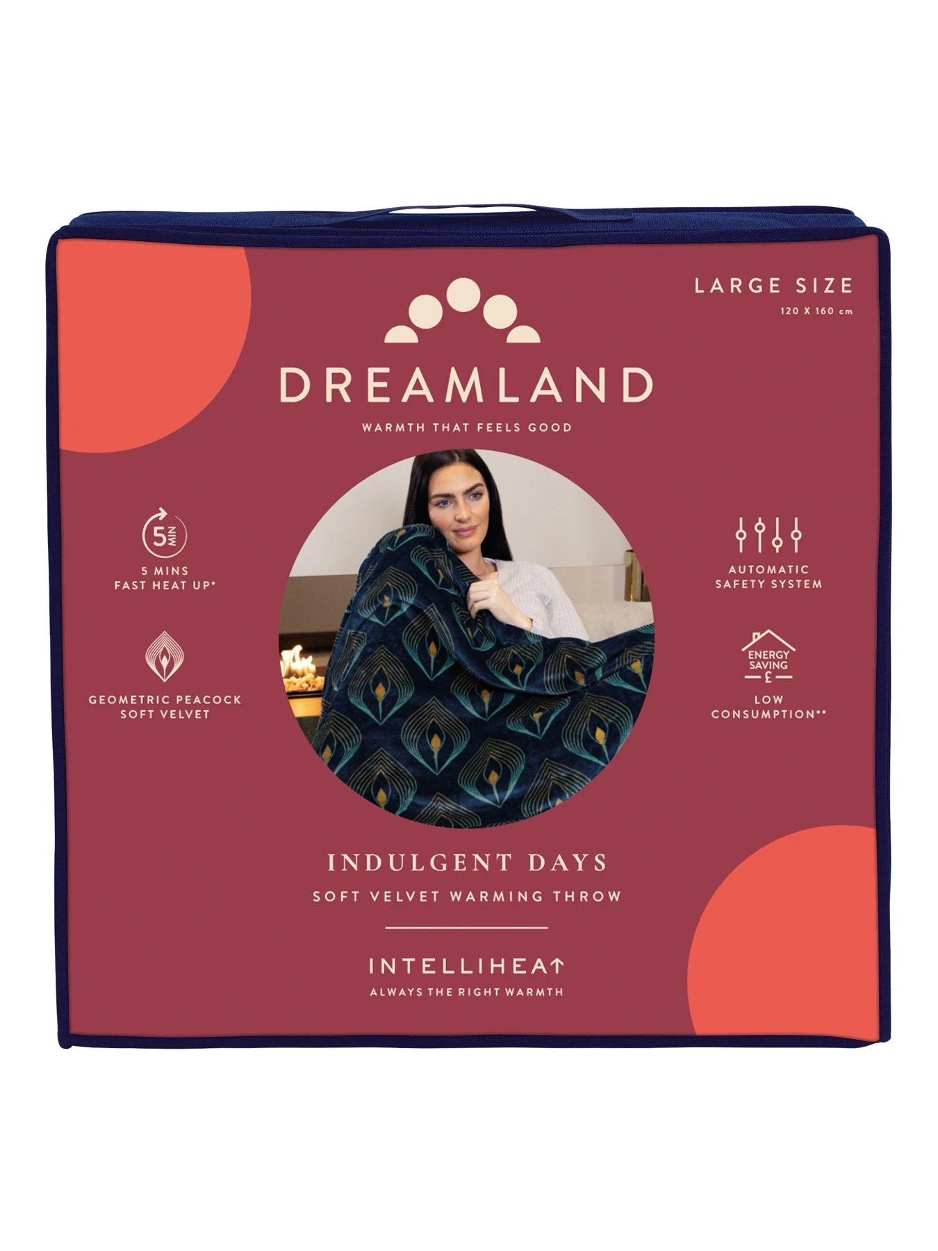 Dreamland Intelliheat Velvet Plush Patterned Heated Throw - Blue 6 Dreamland Intelliheat Velvet Plush Patterned Heated Throw - Blue - Image 6
