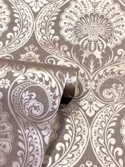 ARTHOUSE Luxe Damask Chocolate Rose Gold Wallpaper -Rust-Oleum || d-c-fix || Harris Sales VKEI9 SQ3 0000000036 GOLD SLd